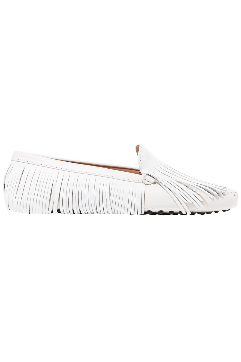 Tod's - Fringed leather loafers - White - EU 37
