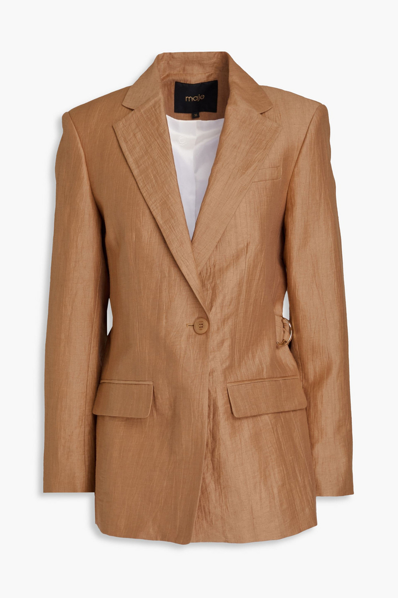 maje - crinkled-twill blazer - brown - fr 36