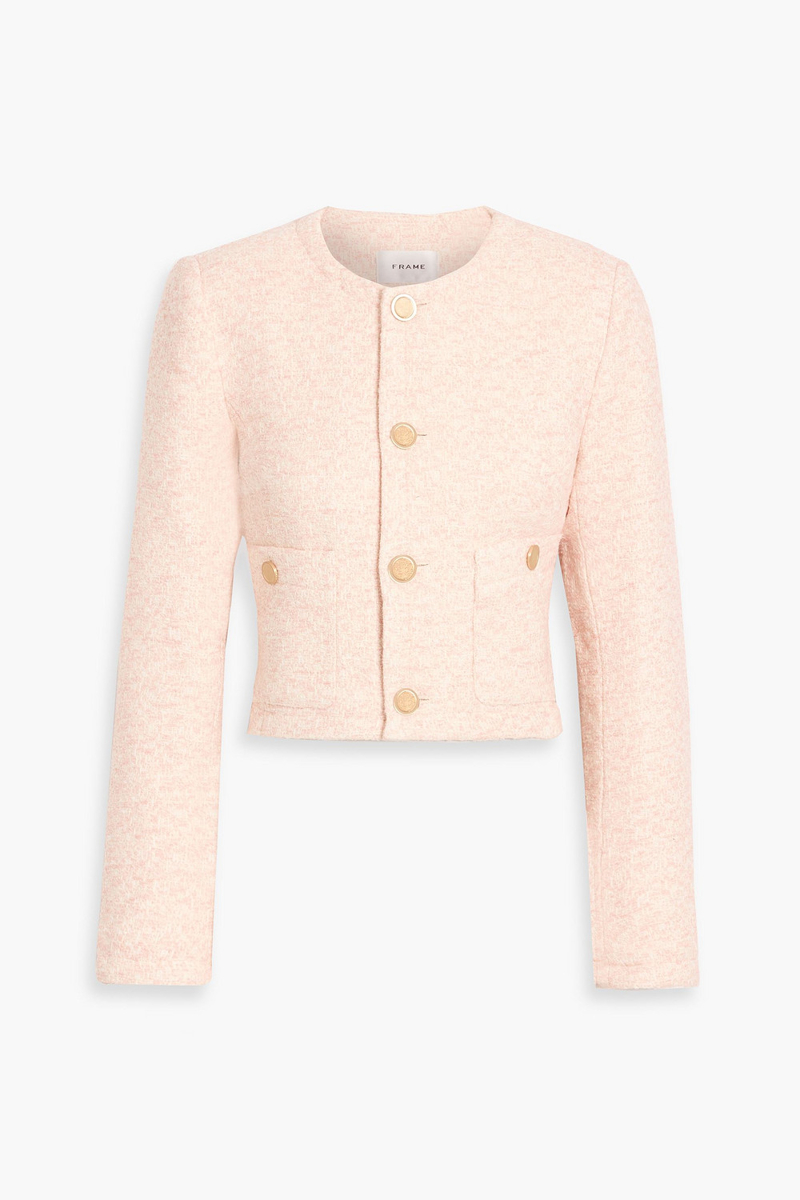 frame - cotton-blend tweed jacket - pink - xs