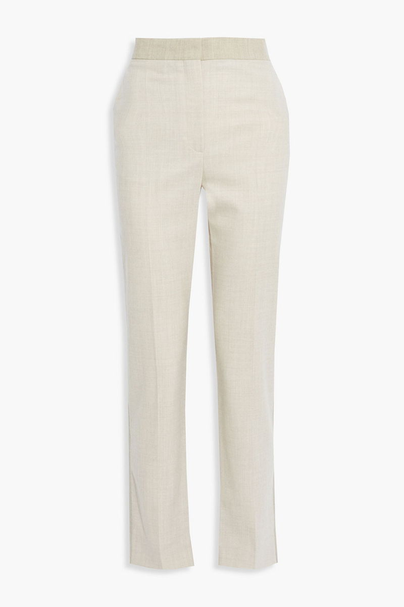 roksanda - colwyn mélange wool-blend twill tapered pants - neutral - uk 6