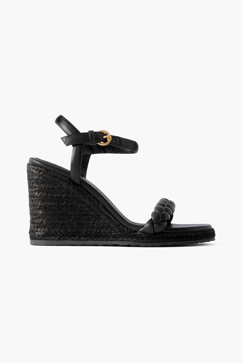 Gianvito Rossi - Cruz 85 braided leather espadrille wedge sandals - Black - EU 41.5