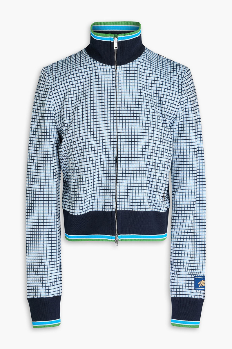 marni - checked jacquard-knit track jacket - blue - it 36