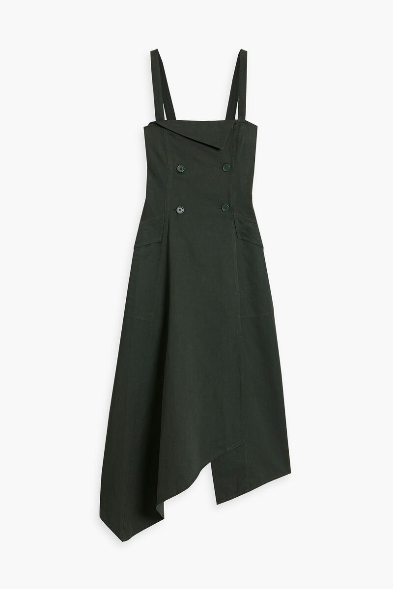 A.L.C. - Scarlett asymmetric cotton and linen-blend midi dress - Green - US 2