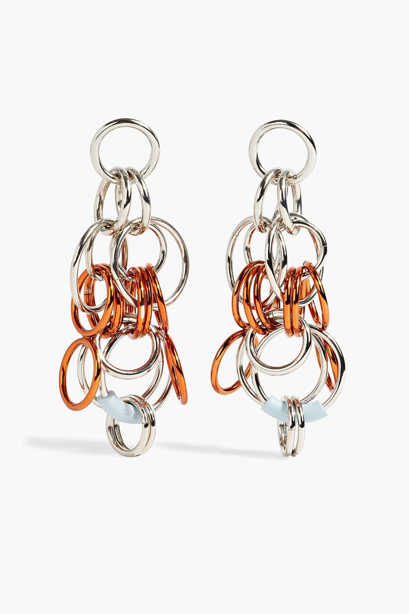 Chloé - Silver-tone enamel earrings - Metallic - ONESIZE