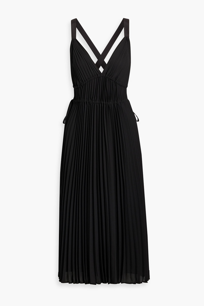 PROENZA SCHOULER PSWL - Tie-detailed pleated crepe midi dress - Black - US 10