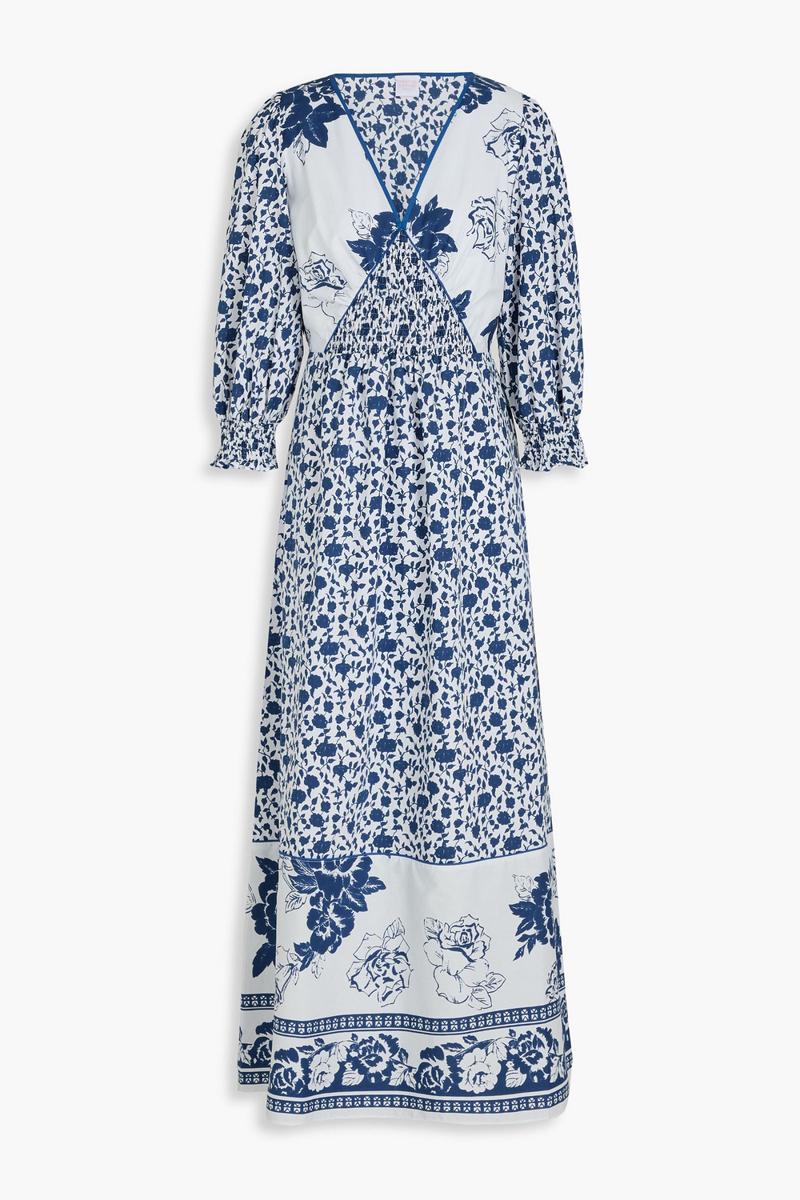 loretta caponi - yara printed woven maxi dress - blue - xs