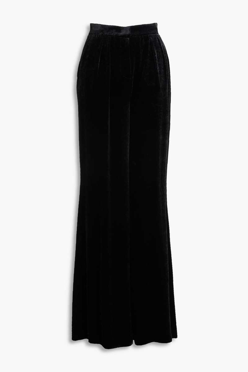 alberta ferretti - velvet wide-leg pants - black - it 42