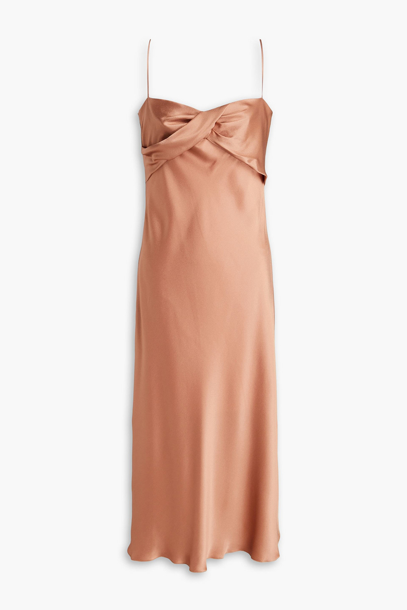 alberta ferretti - twisted satin-crepe midi slip dress - pink - it 42