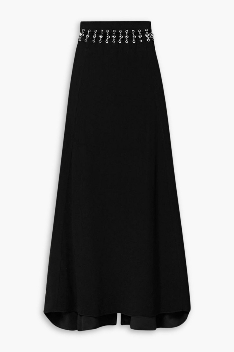 rabanne - cutout embellished cady maxi skirt - black - fr 40