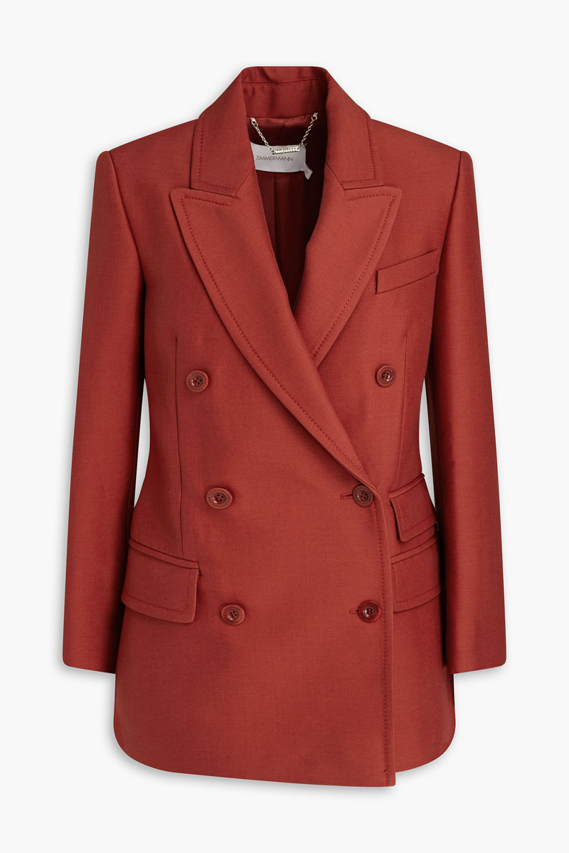 zimmermann - double-breasted wool-blend blazer - red - 00