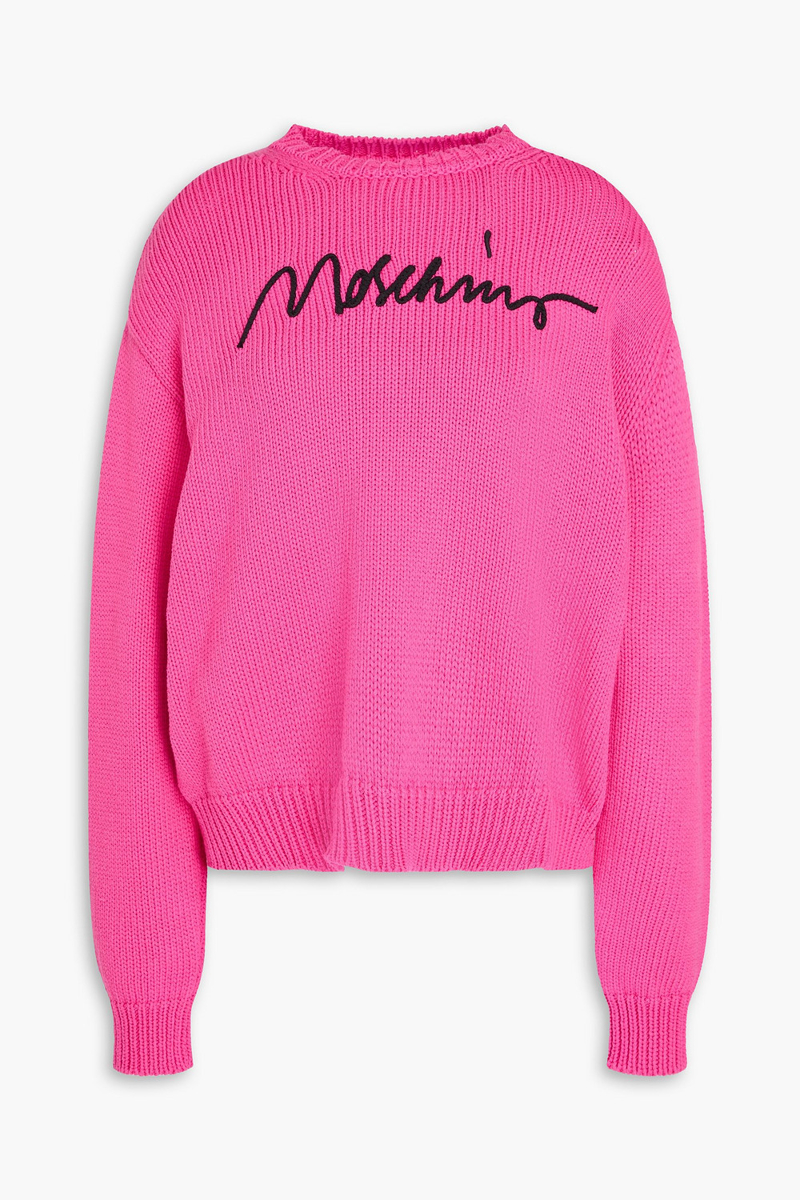 moschino - embroidered cotton-blend sweater - pink - it 40