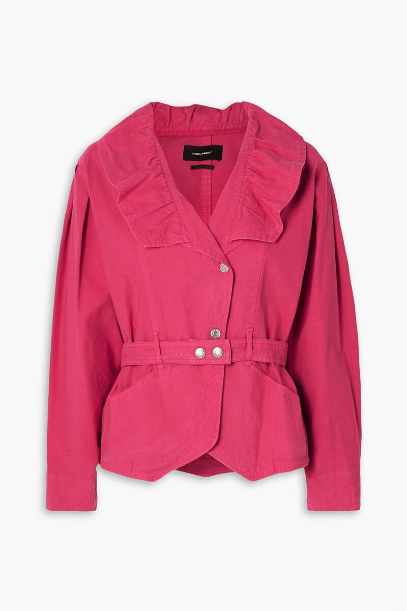 Isabel Marant - Epaline ruffled linen-blend ripstop jacket - Pink - FR 34