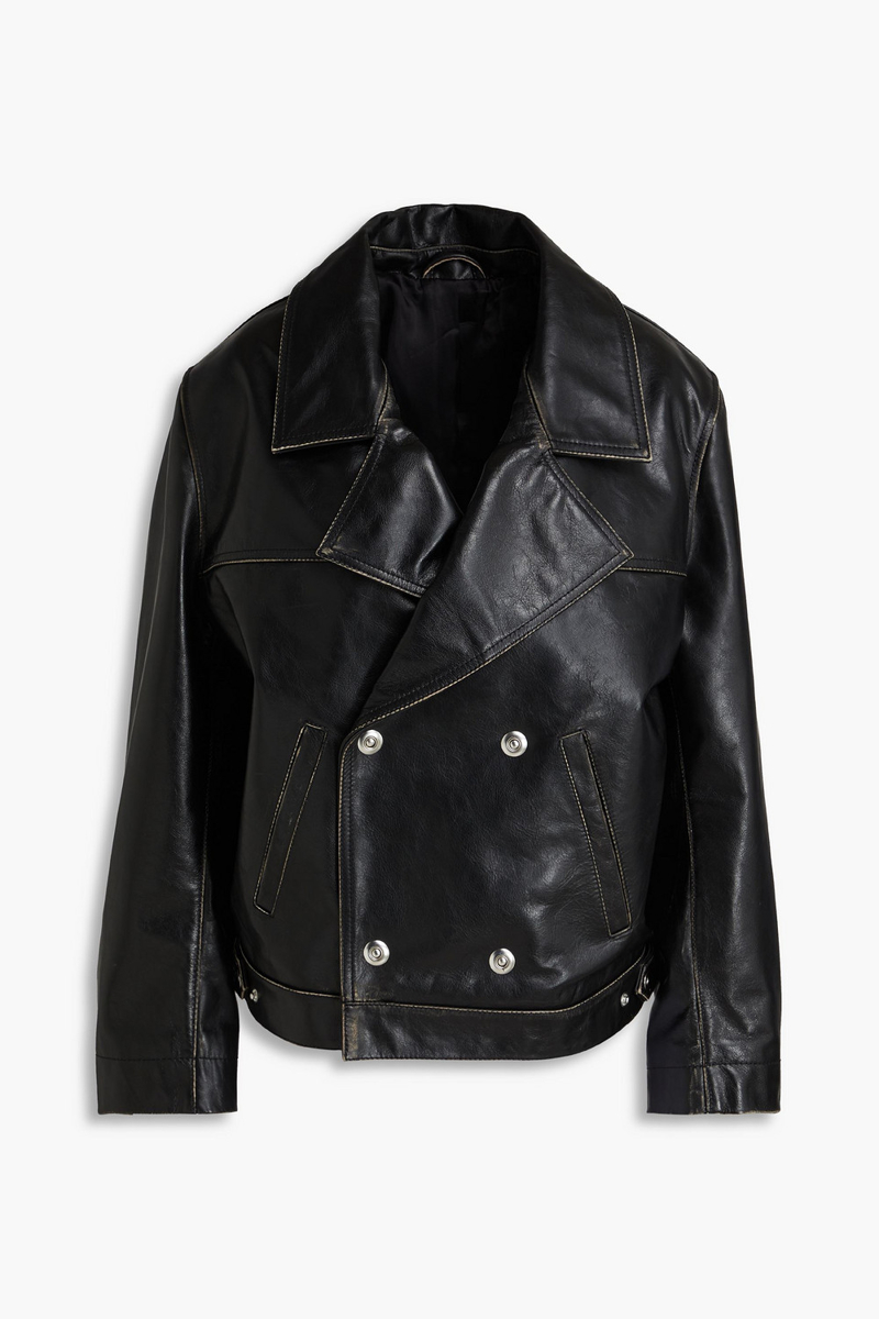victoria beckham - oversized leather jacket - black - uk 4