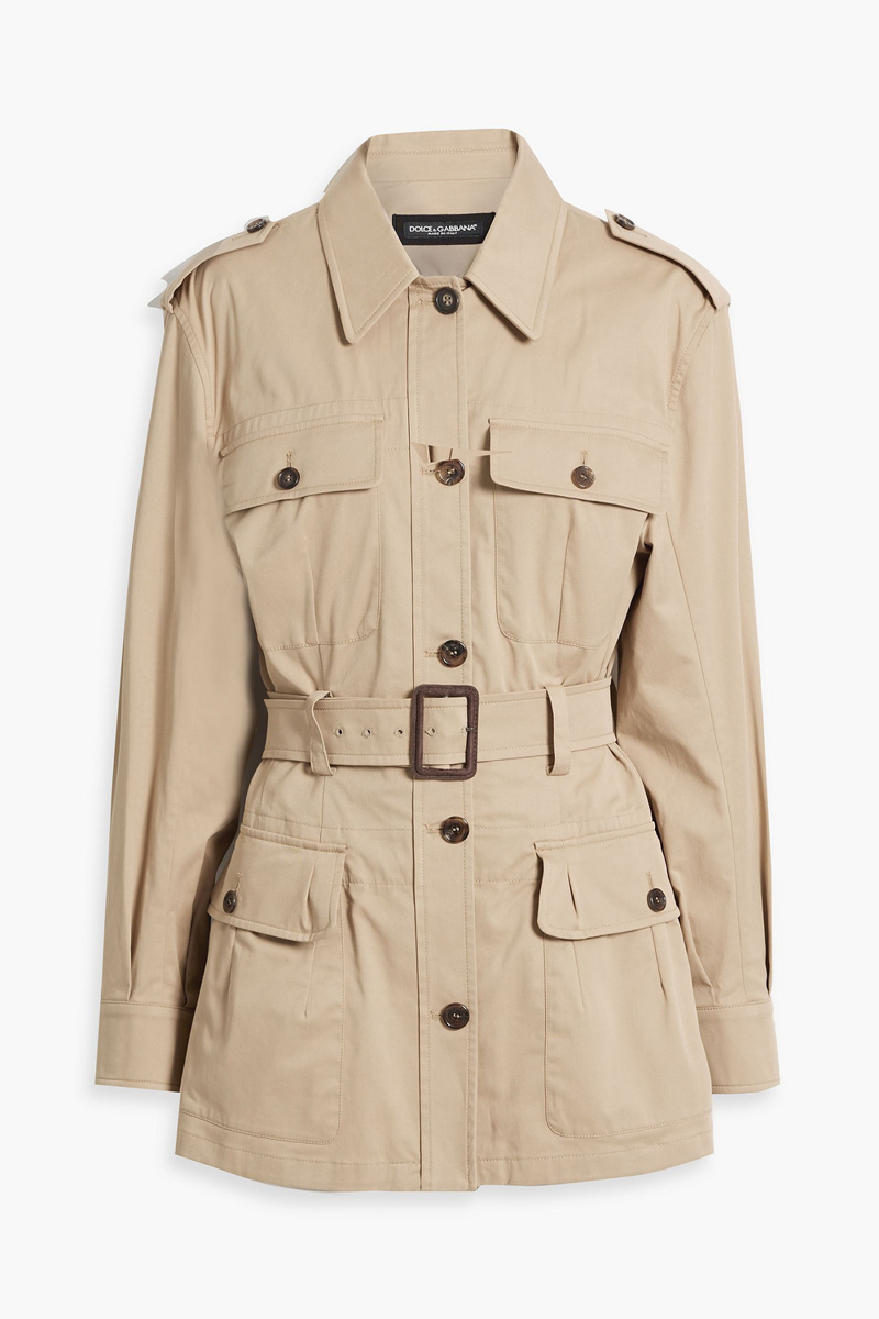 Dolce&Gabbana - Belted cotton-blend gabardine jacket - Neutral - IT 42