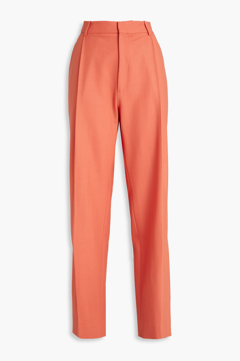 victoria beckham - twill wide-leg pants - orange - uk 10