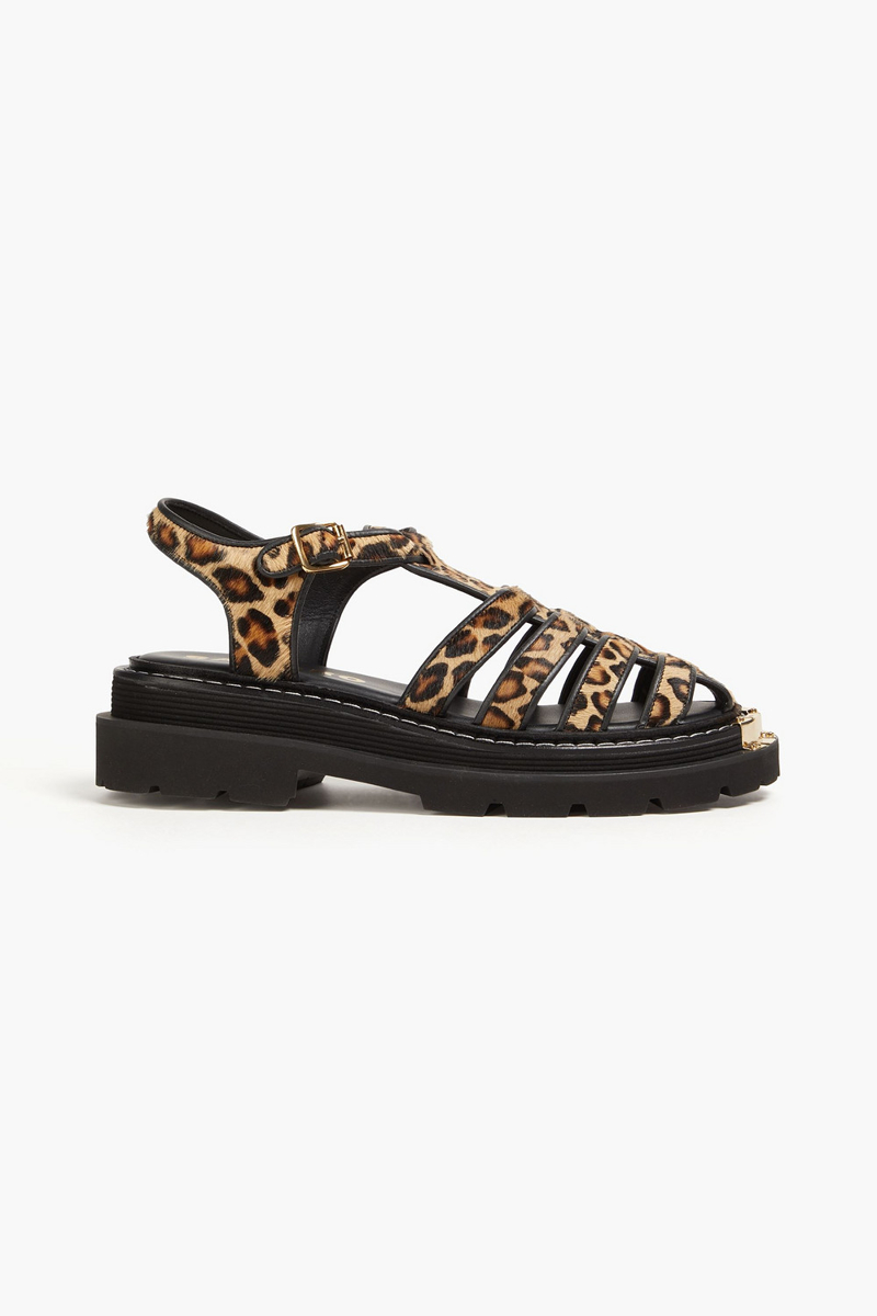Sandro - Leopard-print calf hair sandals - Animal print - EU 36