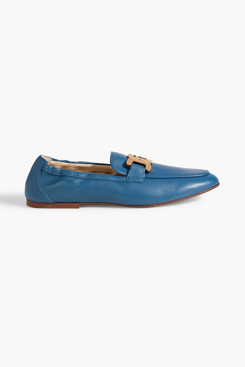 Tod's - Embellished leather loafers - Blue - EU 39.5