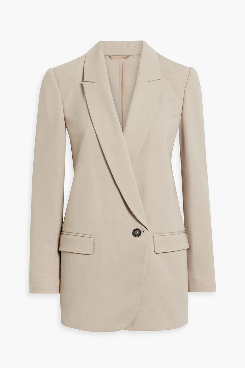 brunello cucinelli - bead-embellished cotton-blend jersey blazer - neutral - it 36