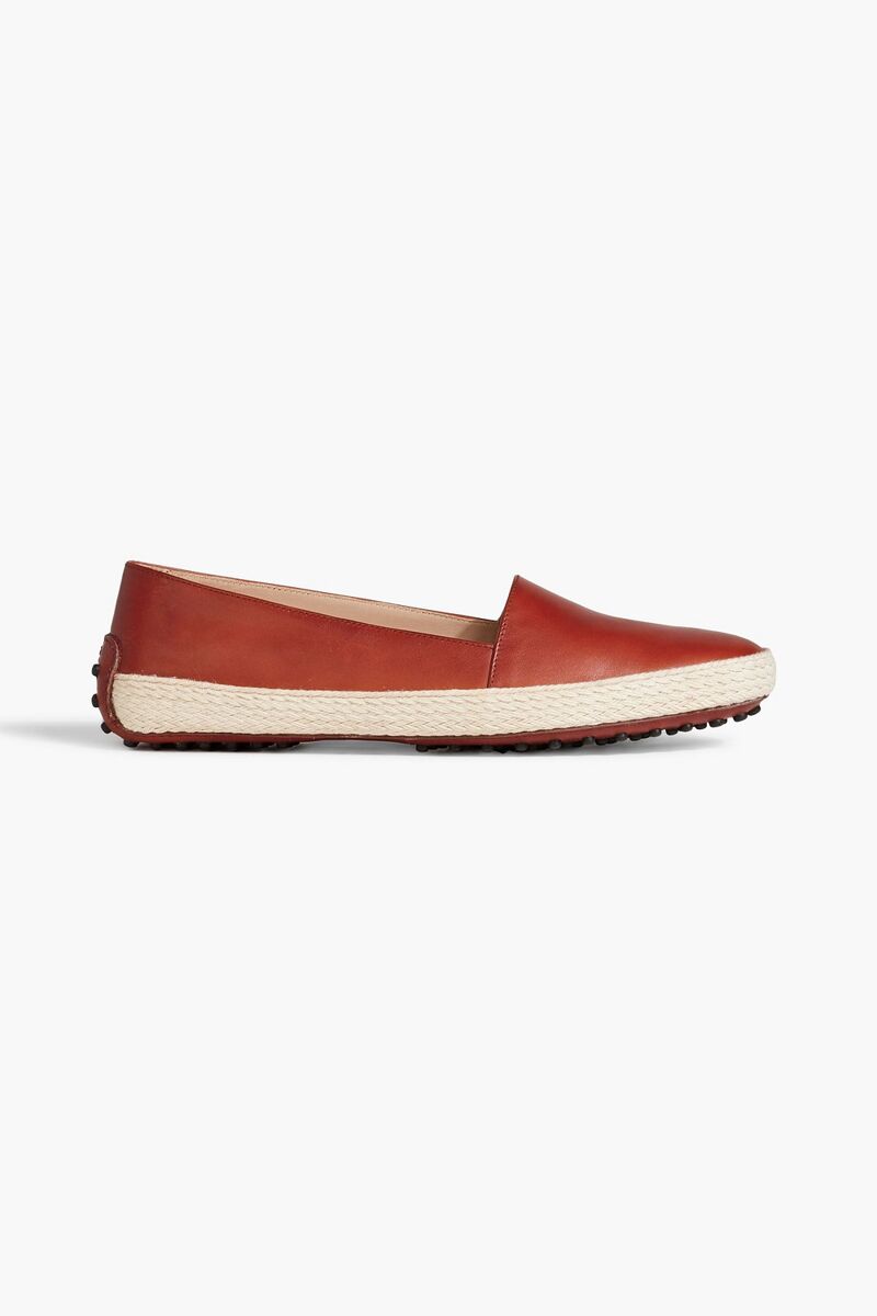 Tod's - Gommino jute-trimmed leather loafers - Brown - EU 35