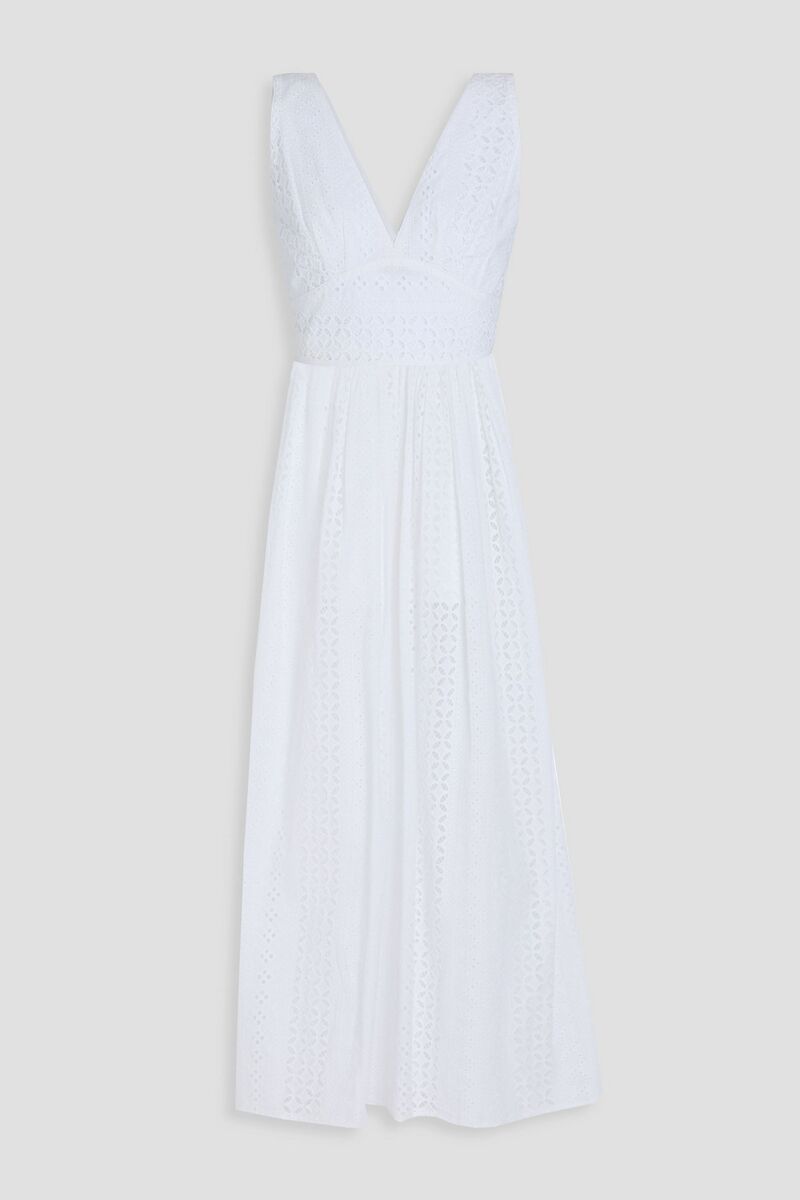 LORETTA CAPONI - Lucina broderie anglaise cotton midi dress - White - M