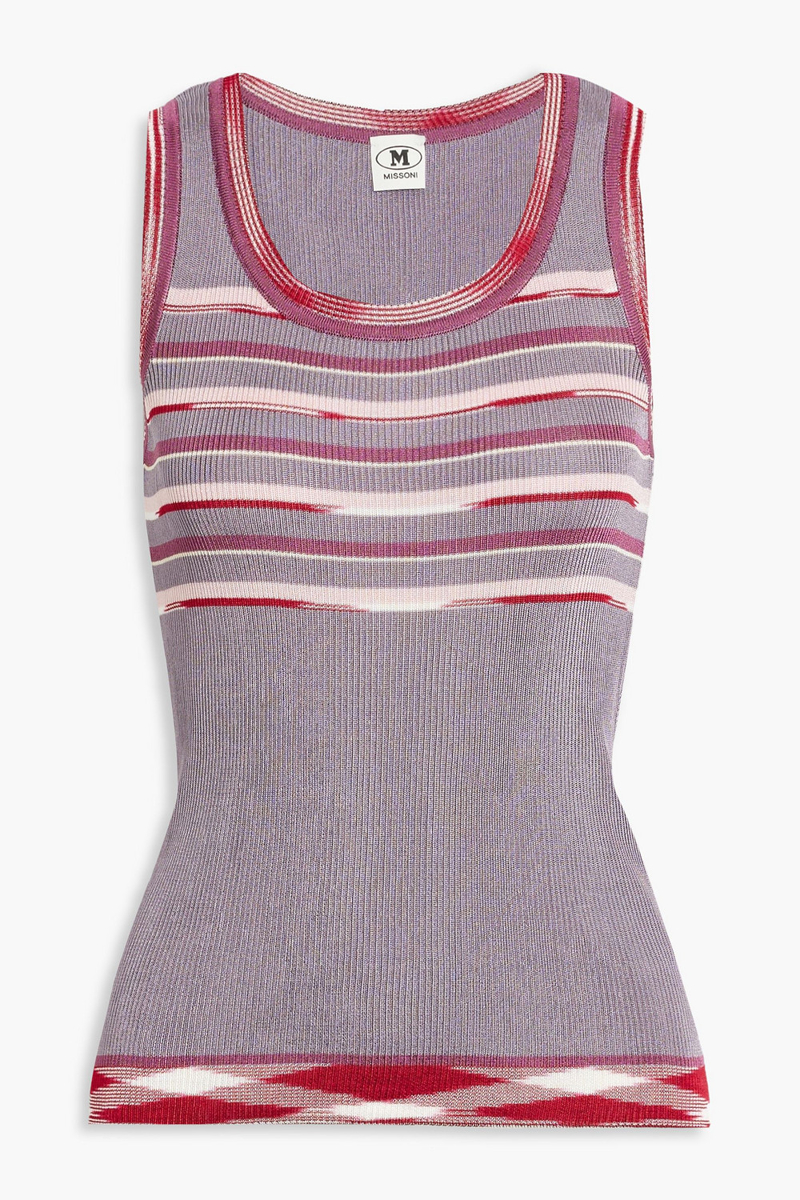 Missoni - Space-dyed striped crochet-knit tank - Purple - L