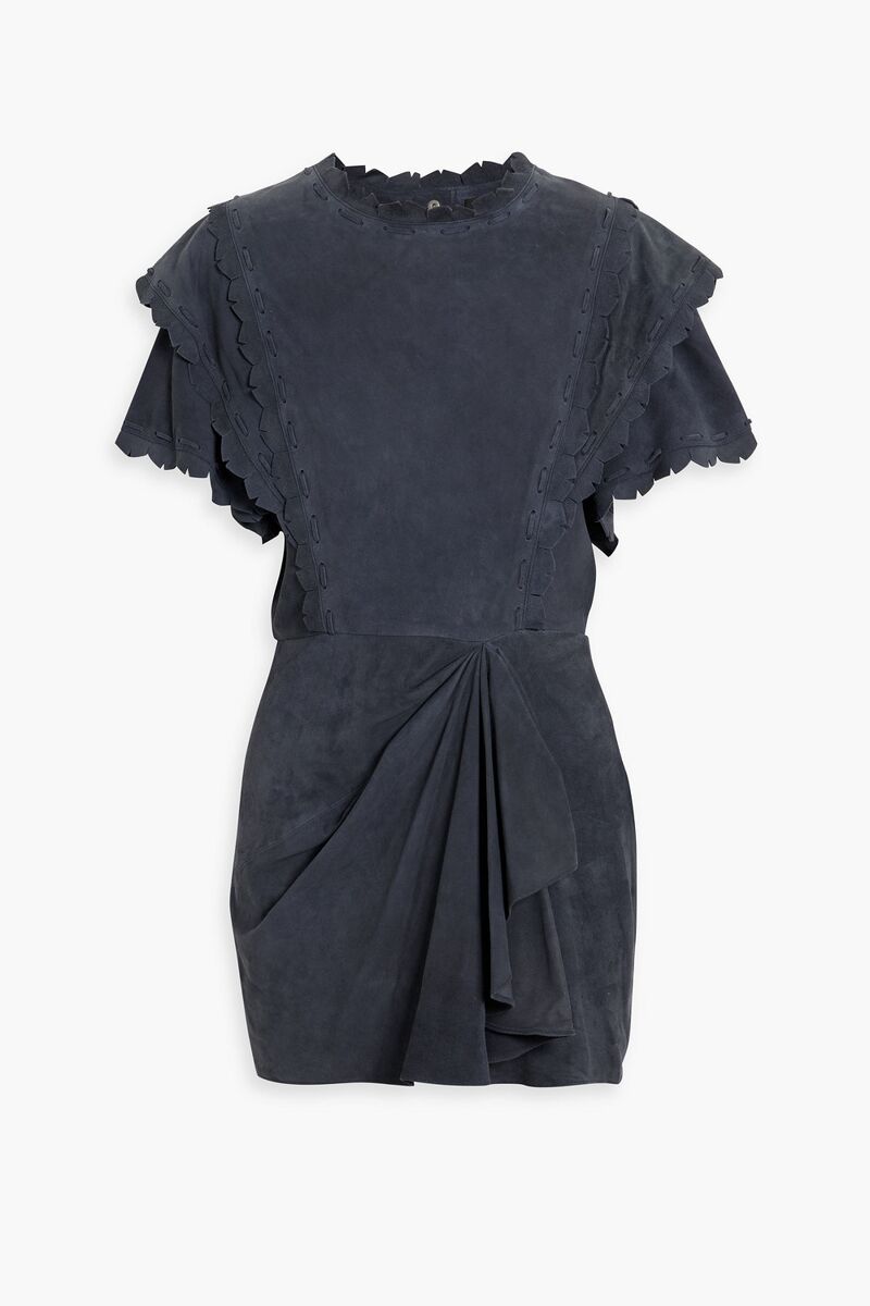 Isabel Marant - Aleati scalloped suede mini dress - Blue - FR 36