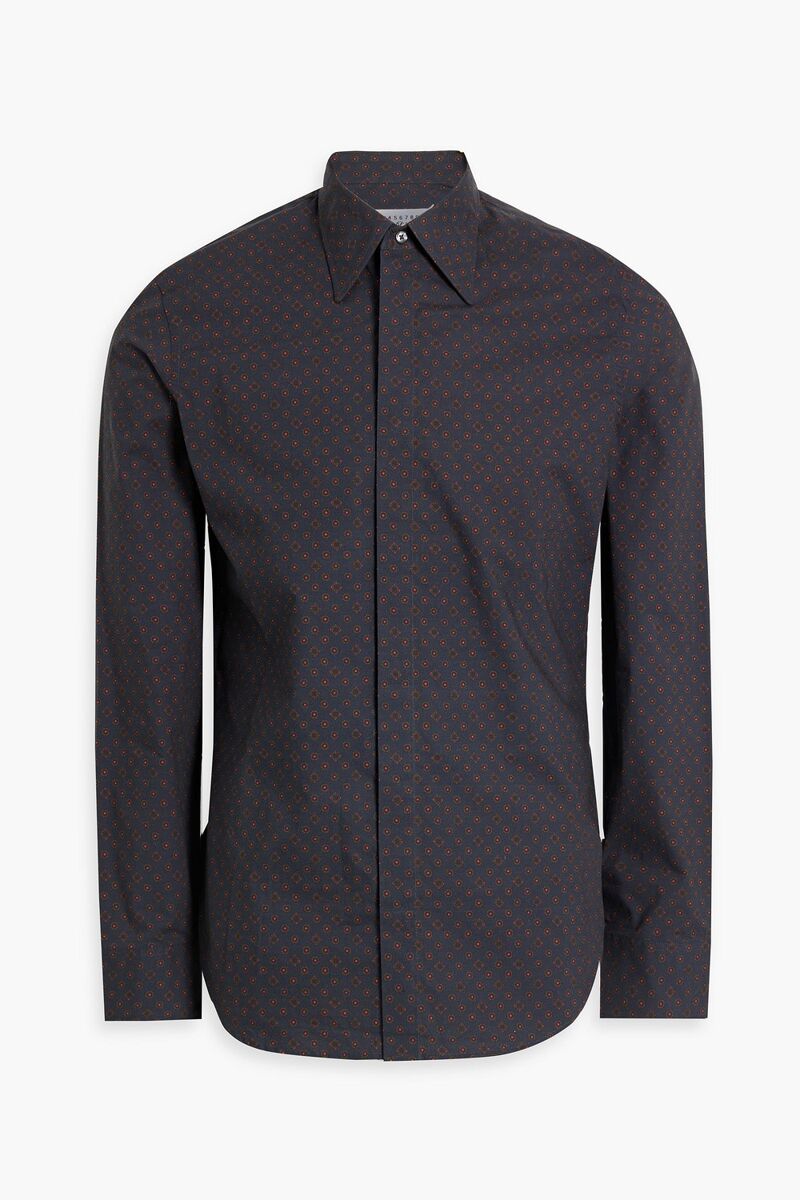 Maison Margiela - Printed cotton-poplin shirt - Blue - 39cm