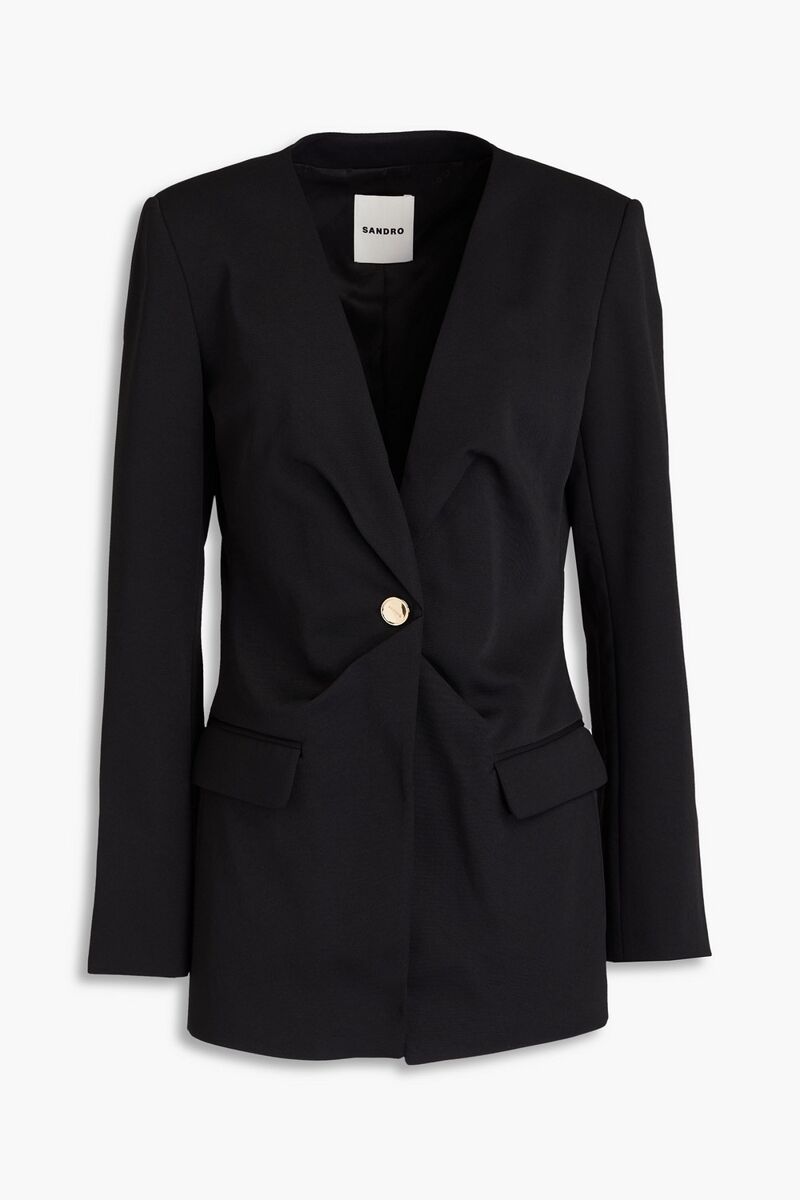 Sandro - Pleated twill blazer - Black - FR 40