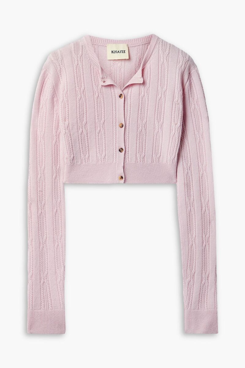 Khaite - Alaska cable-knit cashmere cardigan - Pink - XS