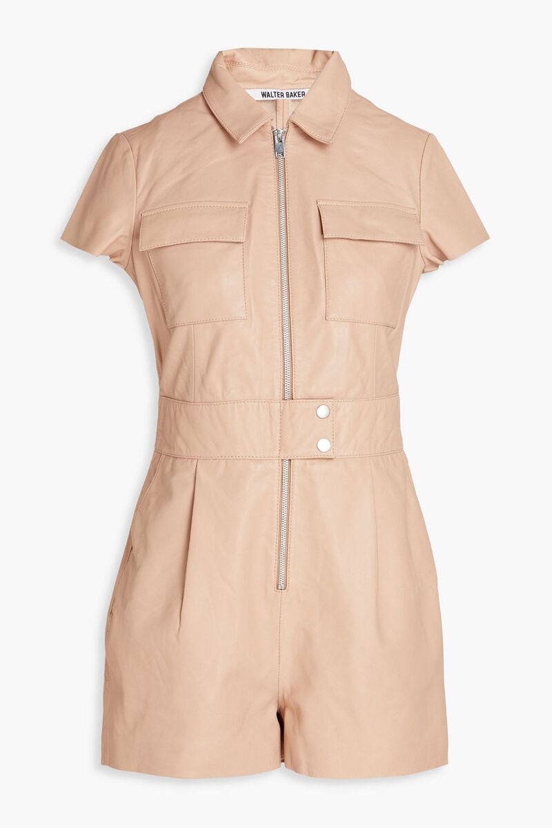 Walter Baker - Pleated leather playsuit - Pink - S