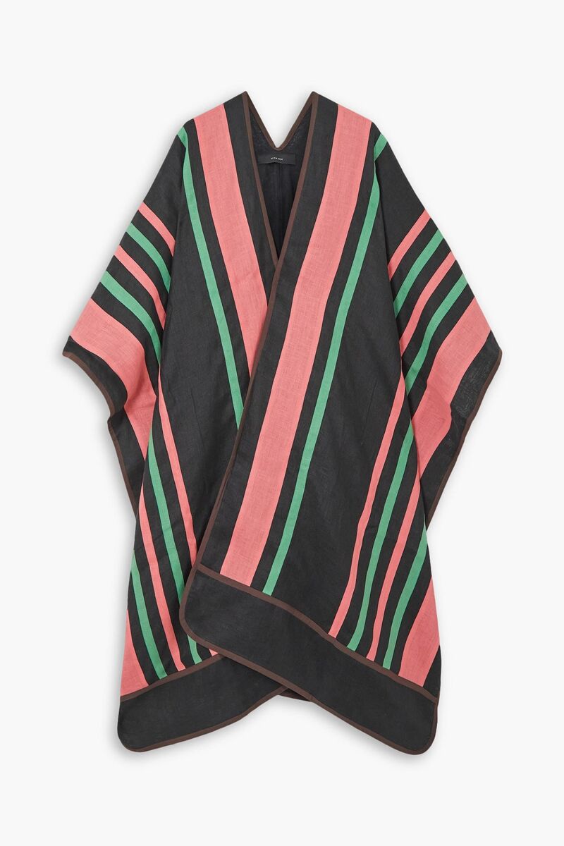 Vita Kin - Ola striped linen cape - Black - ONESIZE