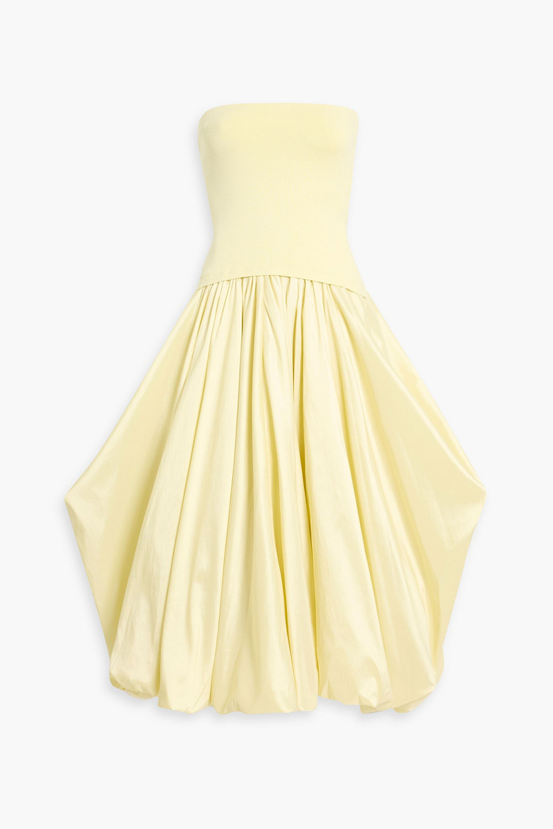 simkhai - izzy strapless stretch-knit and taffeta midi dress - yellow - xs