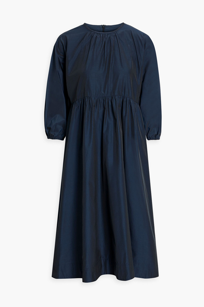 max mara - gathered sateen midi dress - blue - it 44