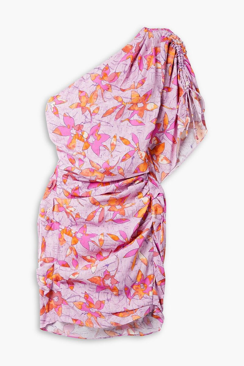 Isabel Marant - Solenne one-shoulder ruched floral-print stretch-crepe mini dress - Pink - FR 44