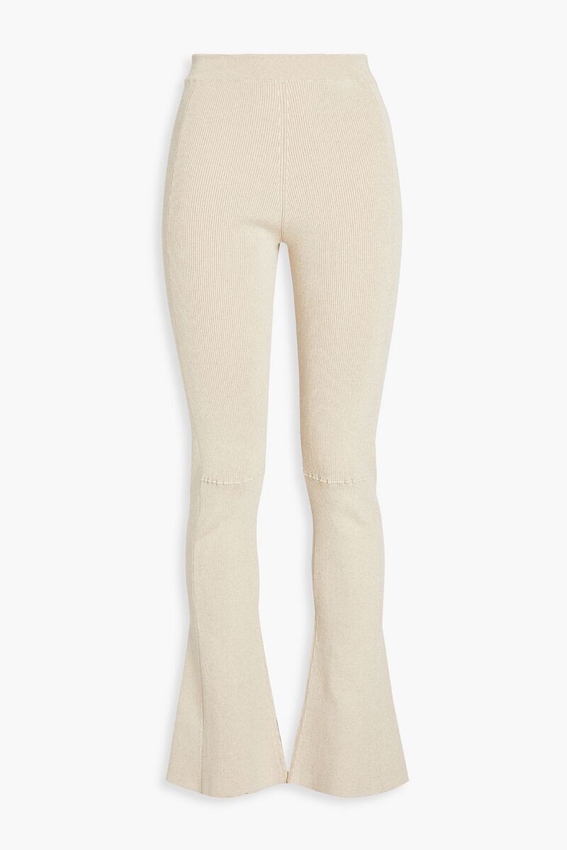 JACQUEMUS - Baunhila ribbed-knit flared pants - Neutral - FR 32