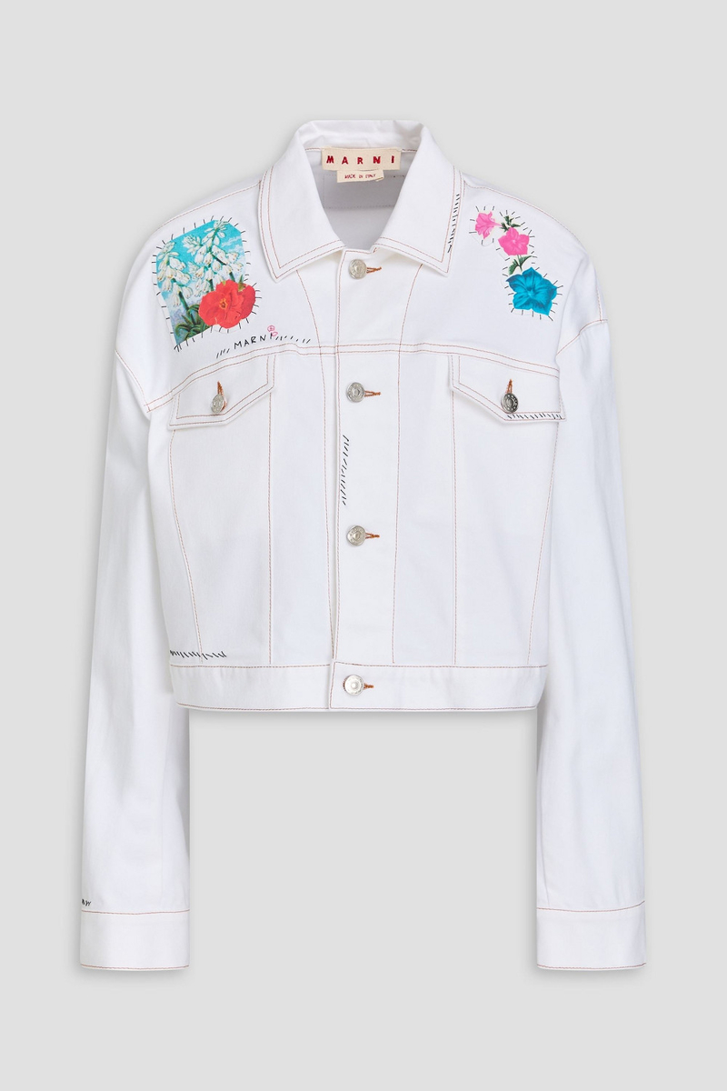 marni - appliquéd denim jacket - white - it 42