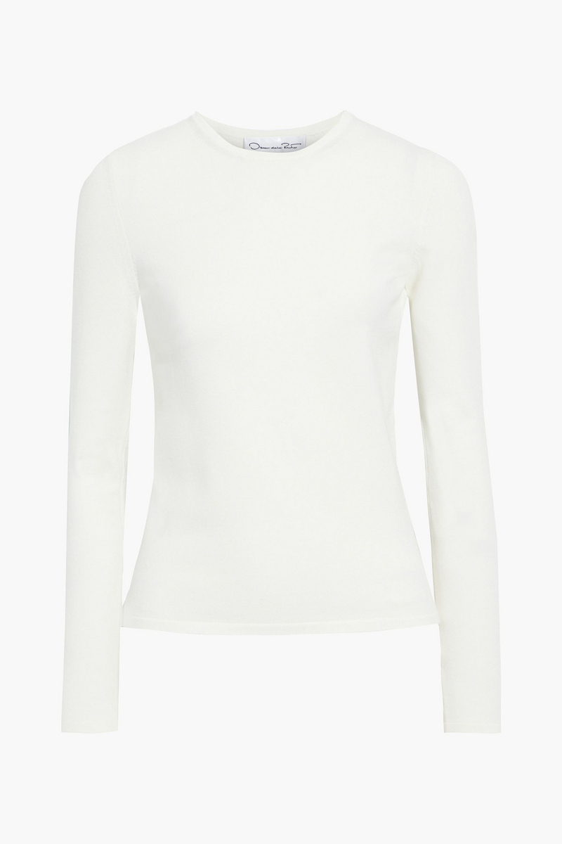 Oscar de la Renta - Stretch-knit top - White - L