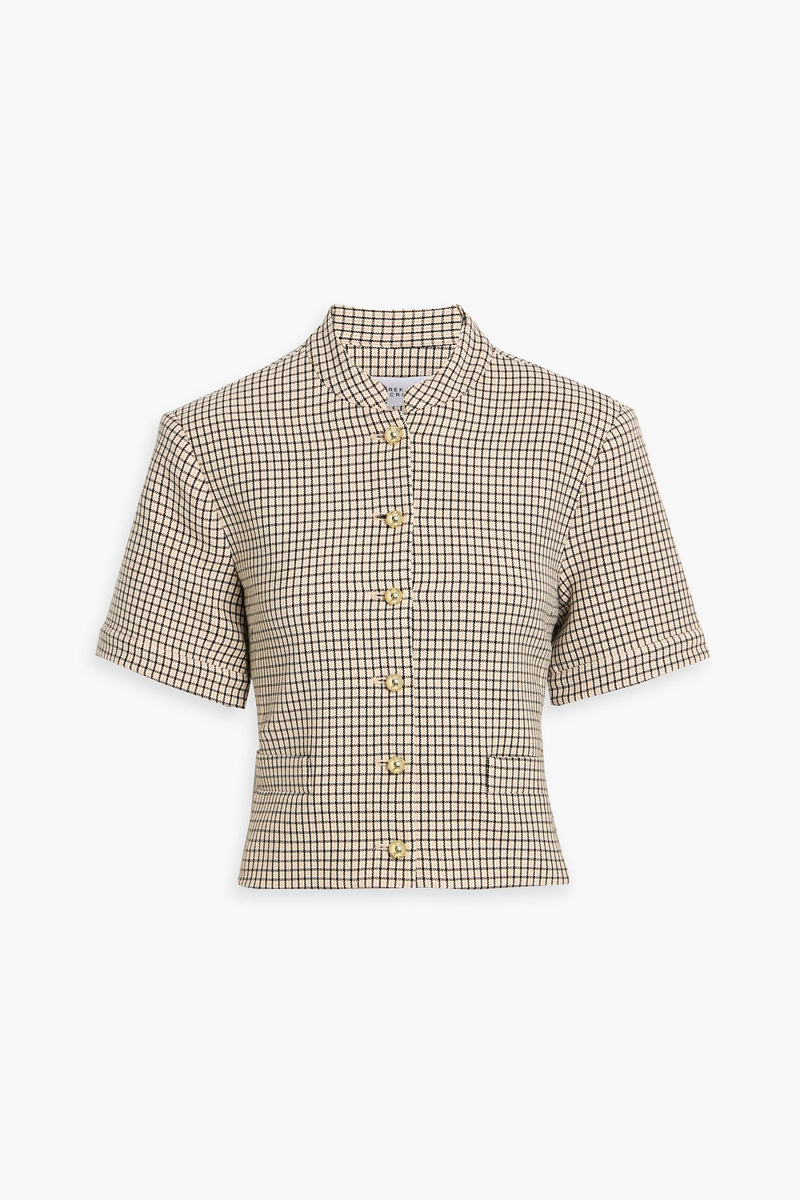 derek lam 10 crosby - grace cropped checked tweed top - neutral - us 0