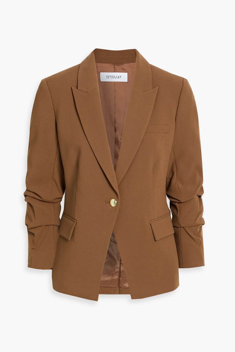 derek lam 10 crosby - ralph ruched woven blazer - brown - us 0