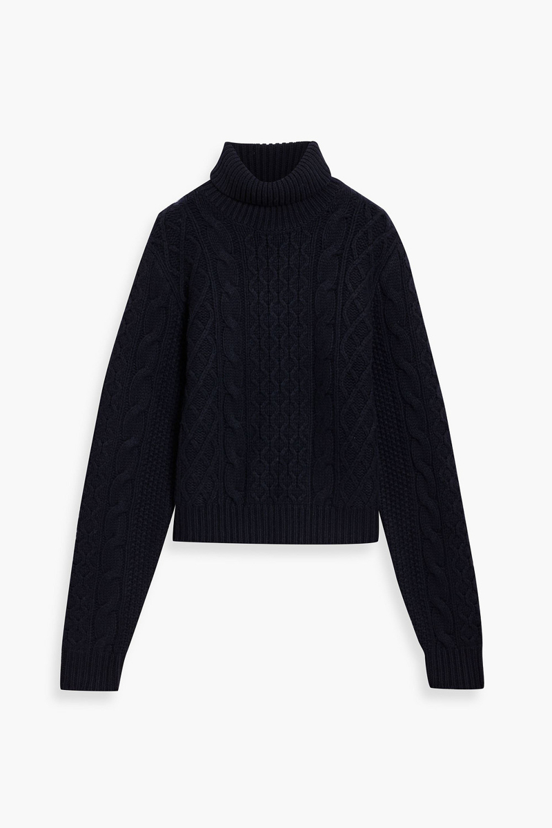 nili lotan - andrina cable-knit wool and cashmere-blend turtleneck sweater - blue - xl