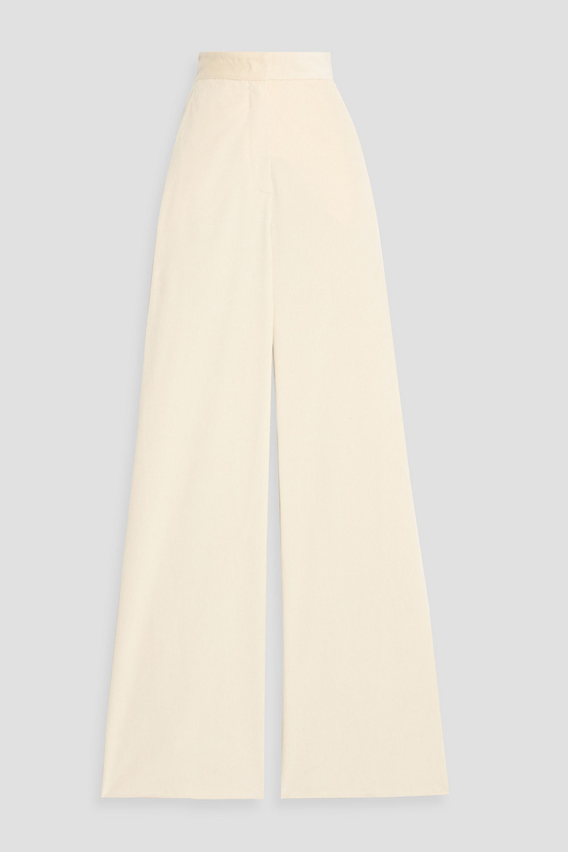 max mara - tritone cotton-blend corduroy wide-leg pants - white - it 36