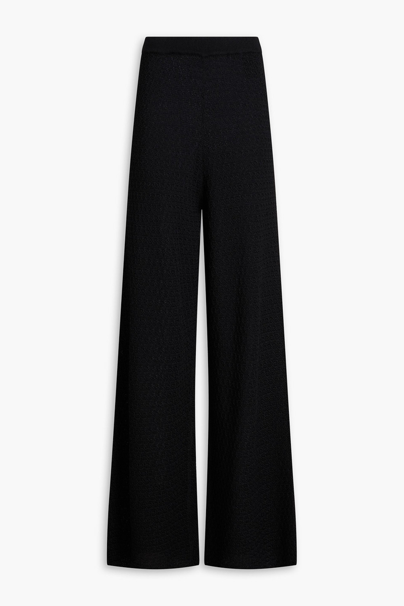toteme - crochet-knit wide-leg pants - black - xs