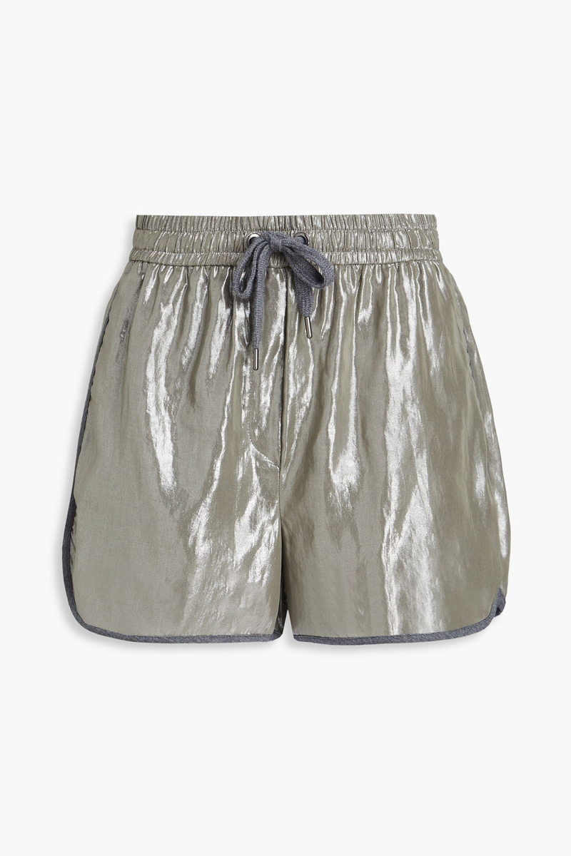brunello cucinelli - metallic cotton shorts - neutral - xxs