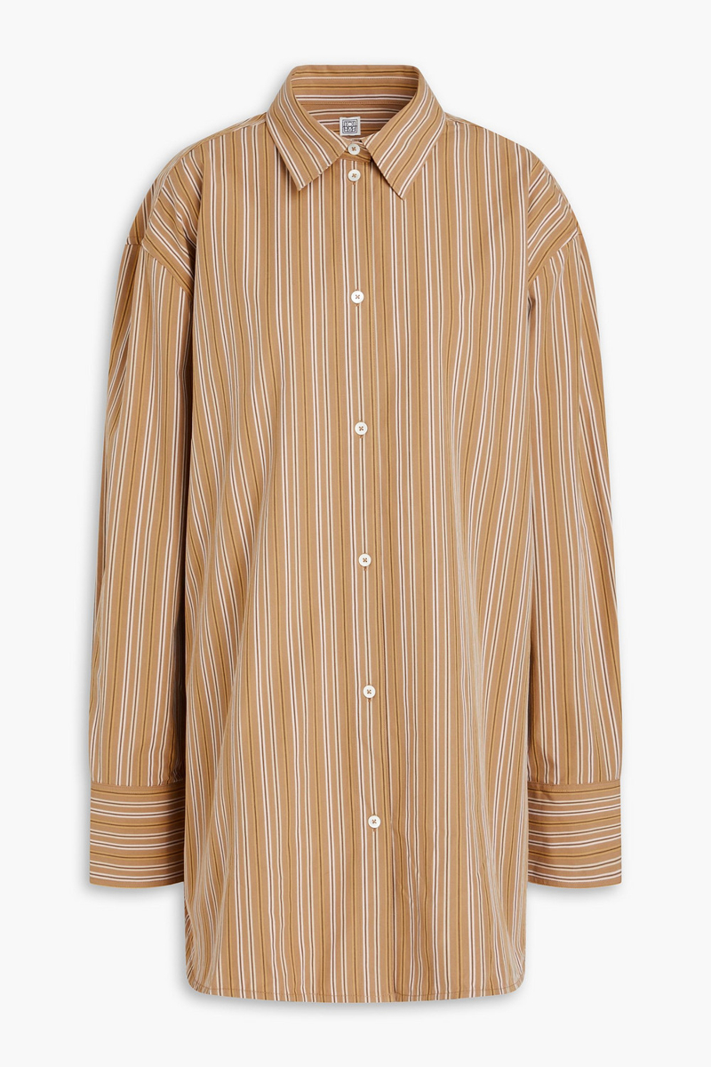 toteme - striped cotton shirt - brown - fr 32