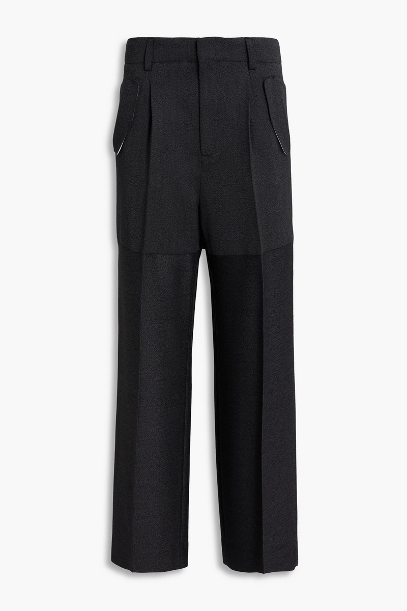 victoria beckham - wool wide-leg pants - gray - uk 6