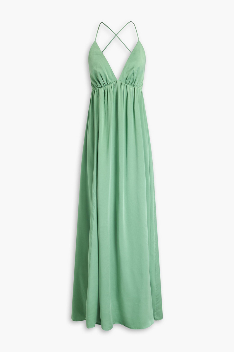zimmermann - washed-silk maxi dress - green - 2