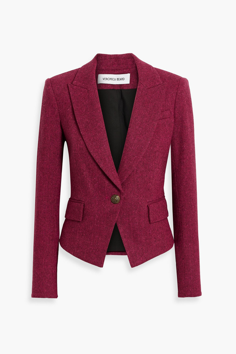 veronica beard - hosanna dickey herringbone tweed blazer - purple - us 0