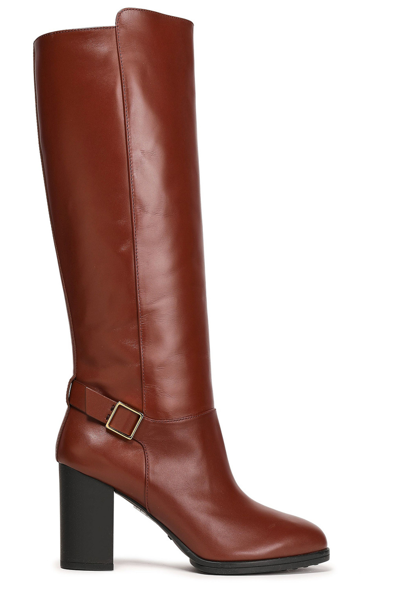 Tod's - Buckled leather knee boots - Brown - EU 37