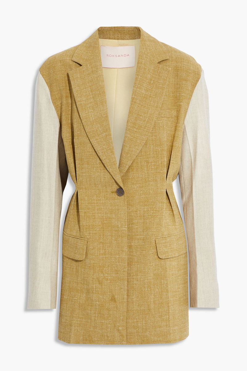 roksanda - leonie oversized two-tone silk, linen and wool-blend blazer - neutral - uk 8