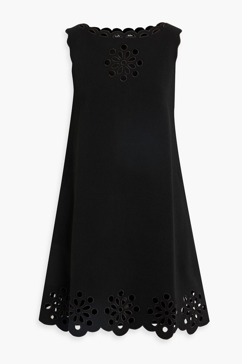 Oscar de la Renta - Broderie anglaise knitted mini dress - Black - S